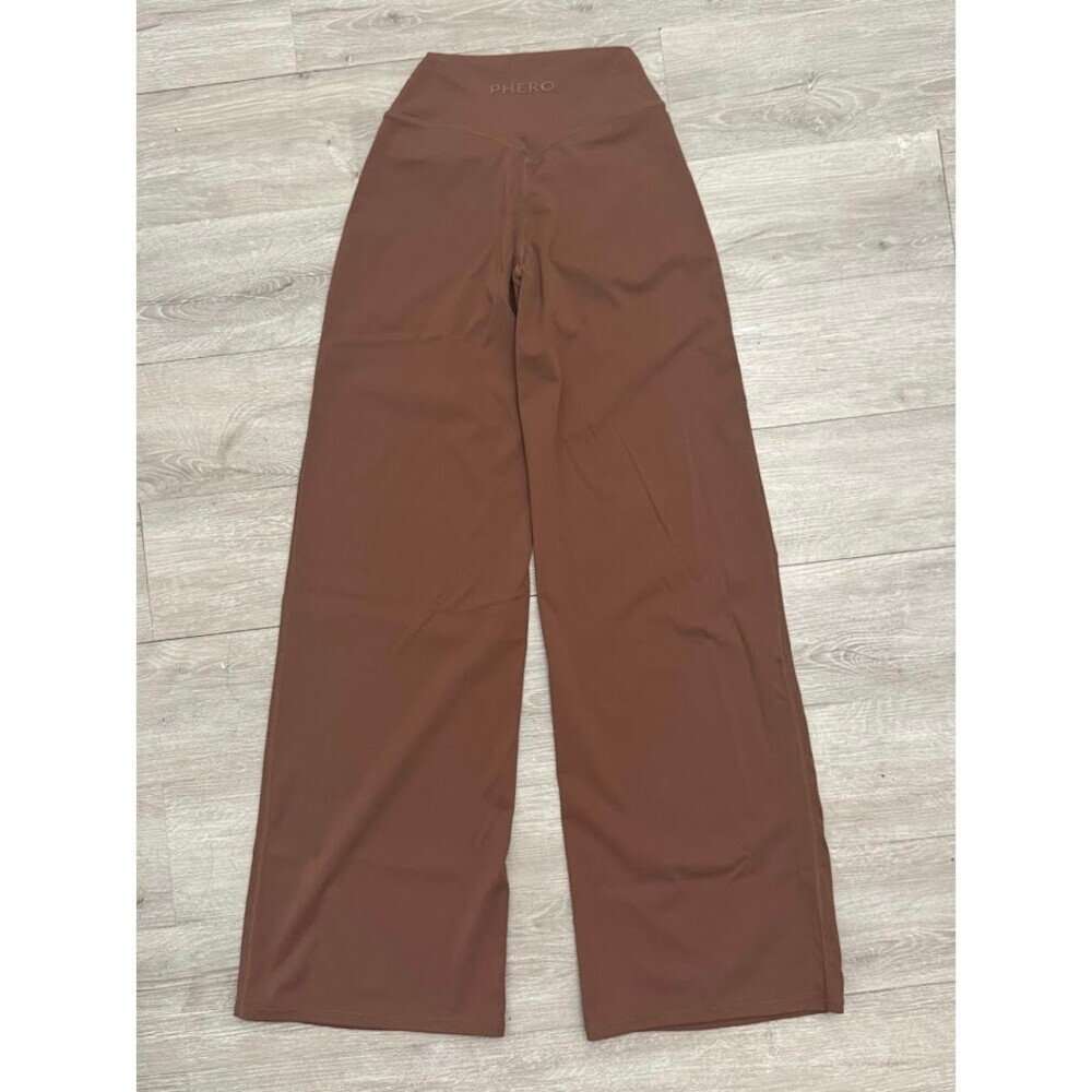 Brown High Waisted Wide Leg Pants Small New Athleisure Gym Yoga